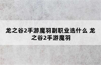 龙之谷2手游魔羽副职业选什么 龙之谷2手游魔羽